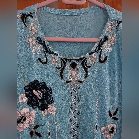 Light Blue Embroidered Cardigan - Picture 2 of 3